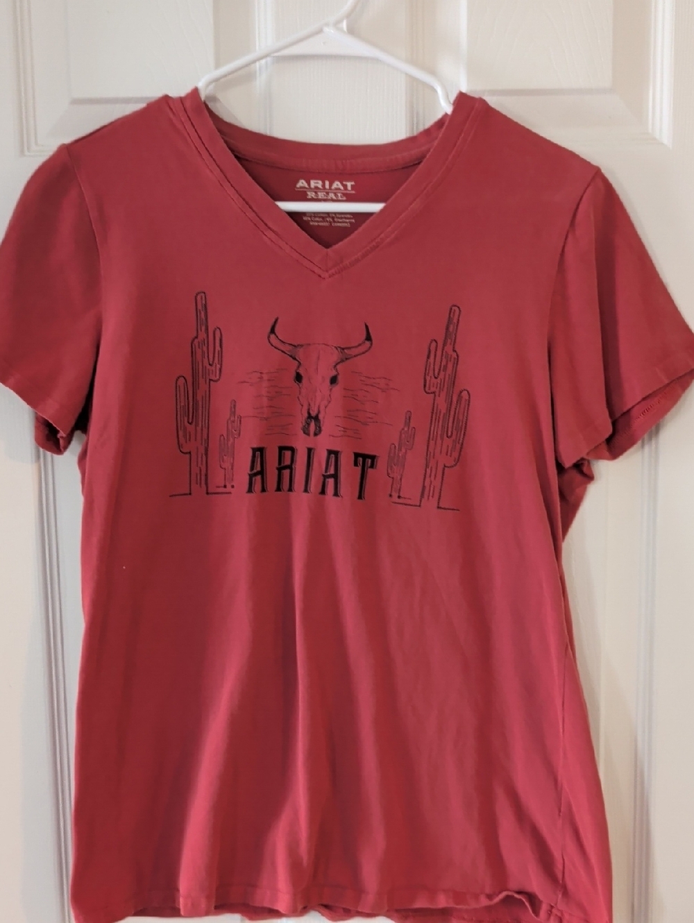 Ariat V-Neck Tee with Western Skull & Cactus Graphic